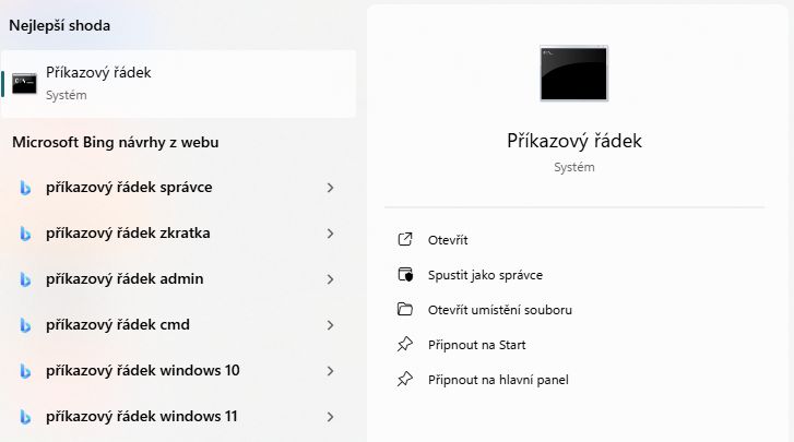 Zkratky pro příkazový řádek